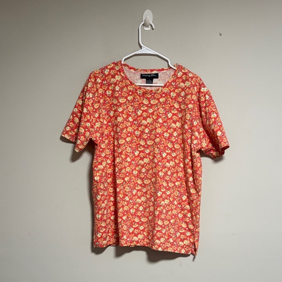 American Apparel Tops - Moving  Blue Red Floral Women's Top